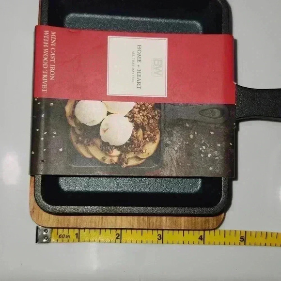 Mini Cast Iron with Wood Trivet-Home and Heart by Boston Warehouse Trading Corp - Picture 6 of 8